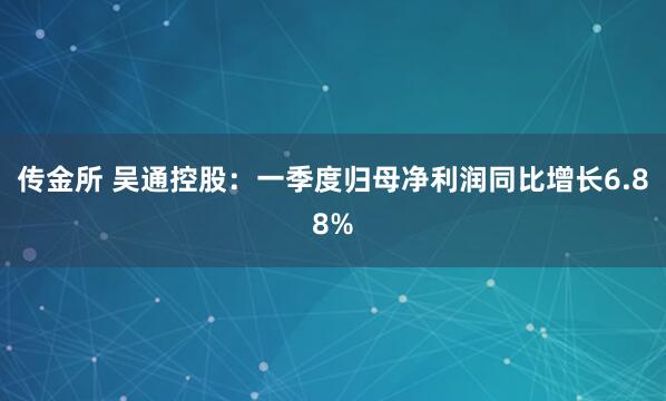 传金所 吴通控股：一季度归母净利润同比增长6.88%